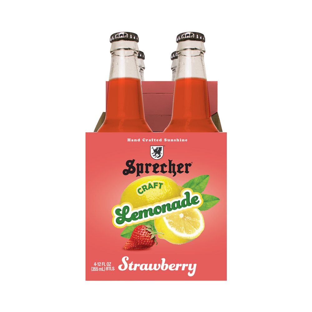 A 4 pack of Sprecher strawberry lemonade