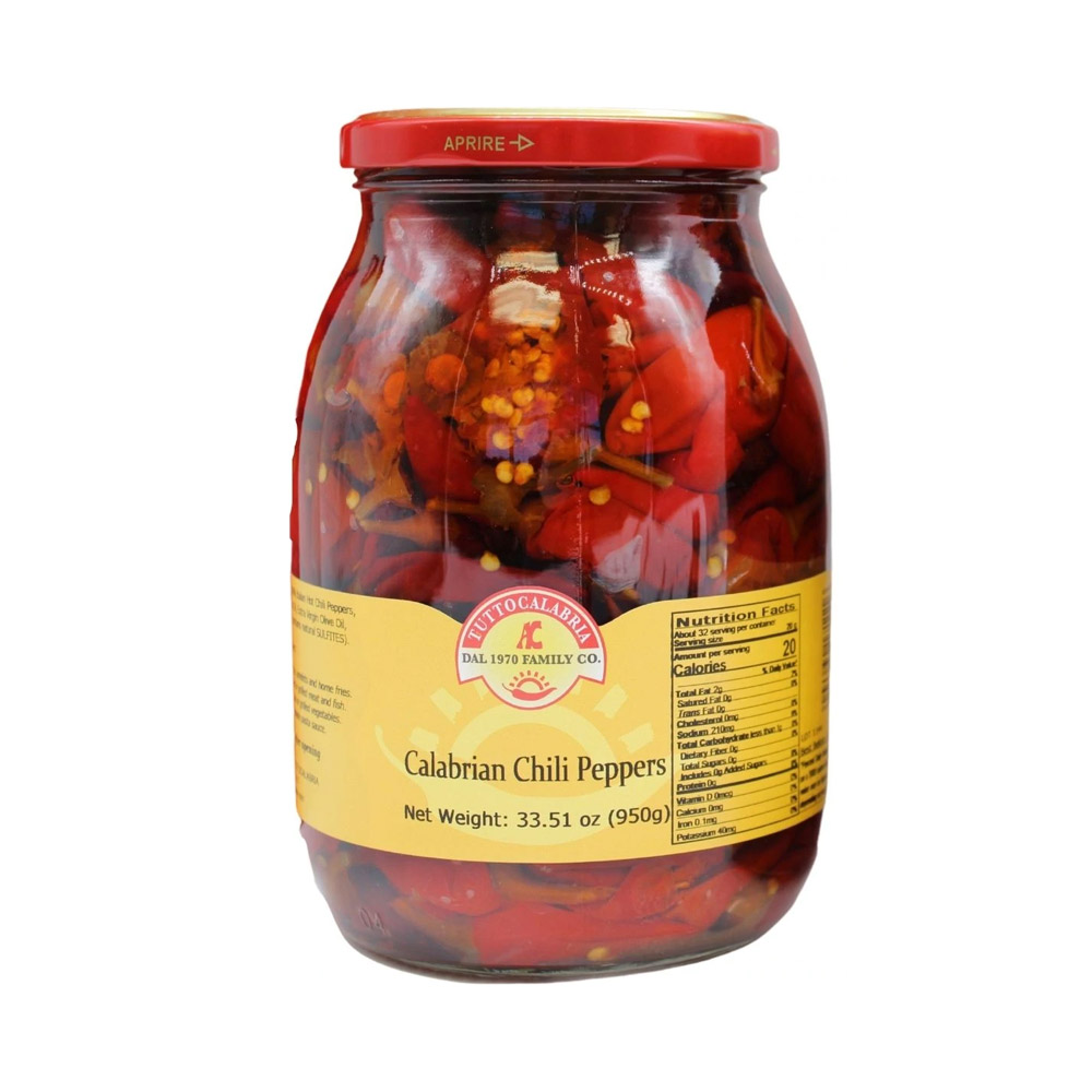 A jar of Tutto Calabria Calabrian chili peppers