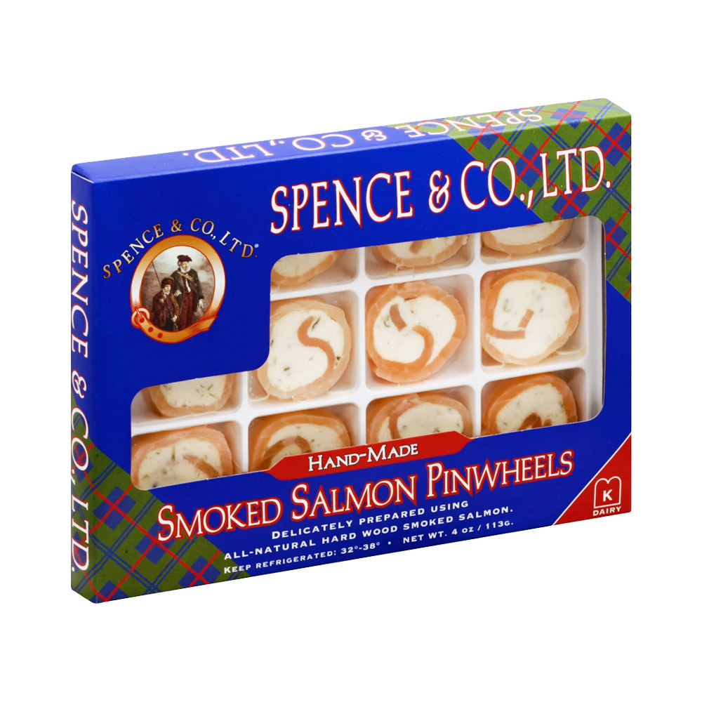 A box of Spence & Co. Ltd. smoked salmon pinwheels