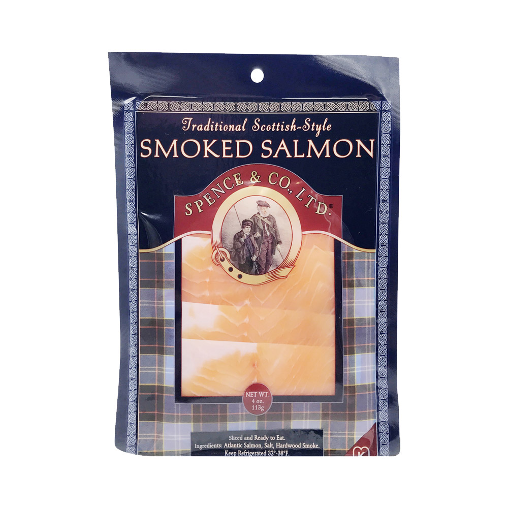 A package of Spence & Co. Ltd. traditional Scottish style smoked salmon