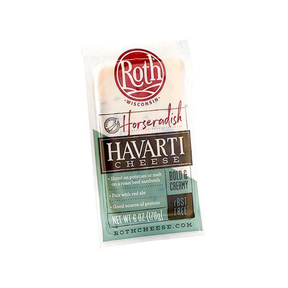 roth horseradish havarti deli cuts cheese in packaging