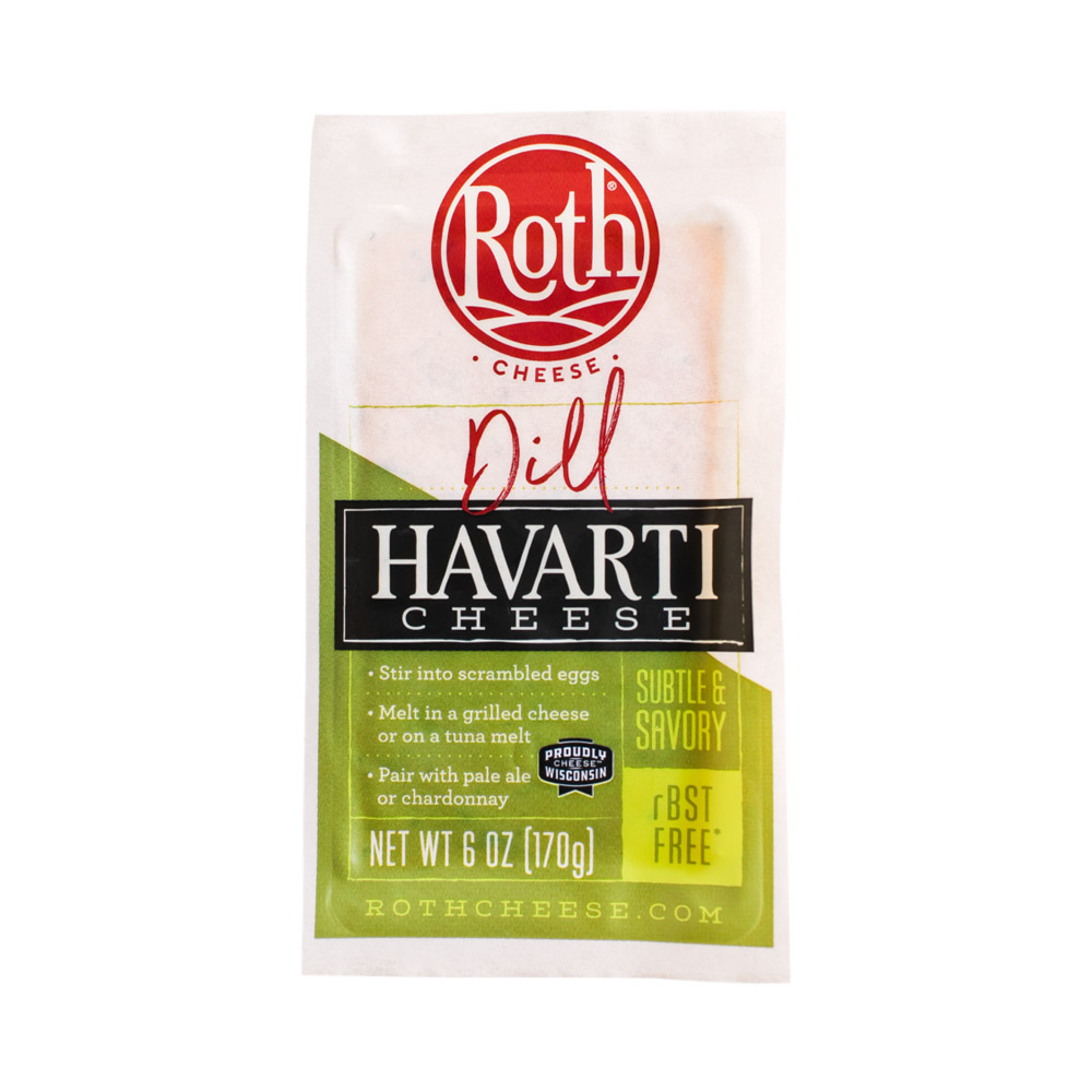 roth dill havarti deli cuts cheese in packaging