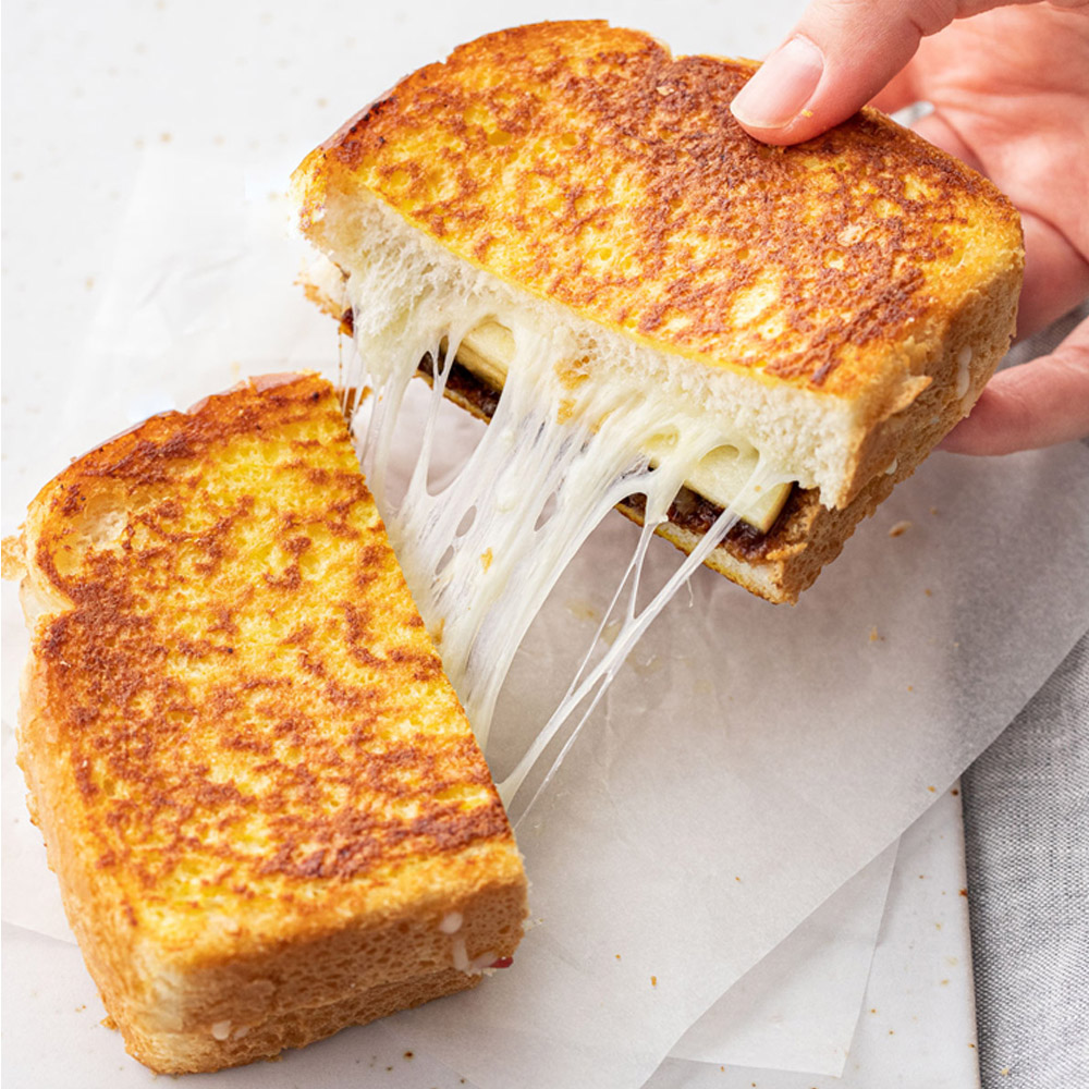 A grilled cheese sandwich made with Roth Grand Cru cheese