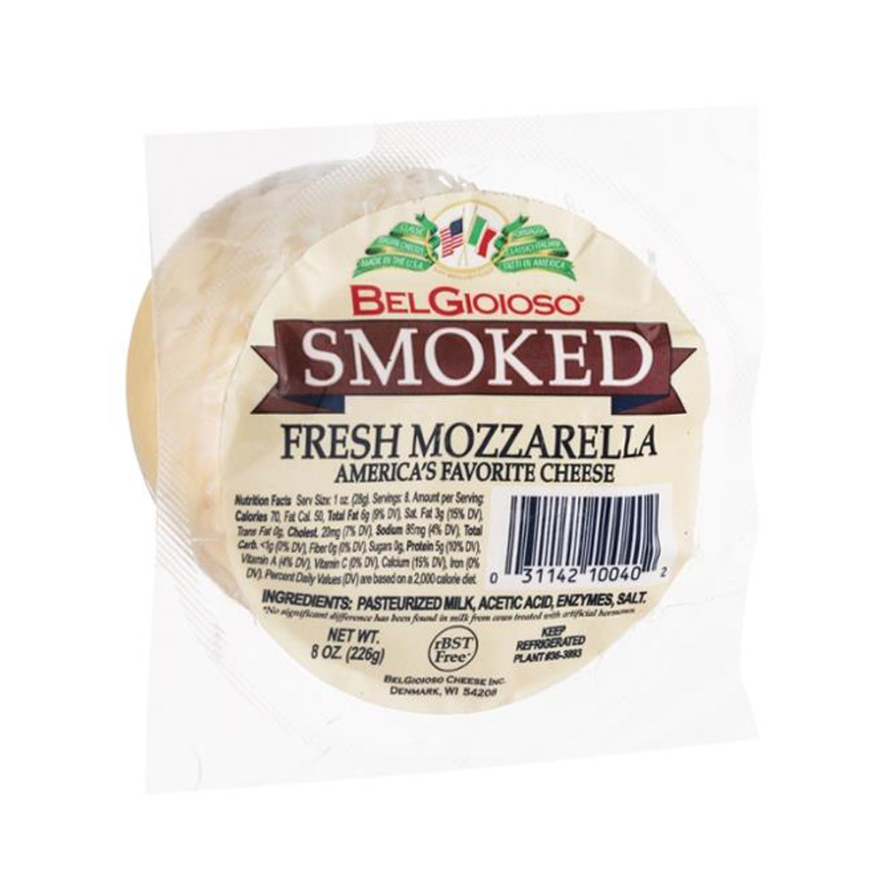 ball of BelGioioso smoked fresh mozzarella cheese