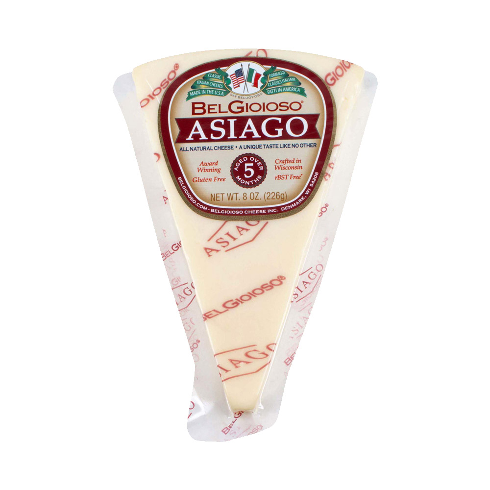 wedge of BelGioioso asiago cheese