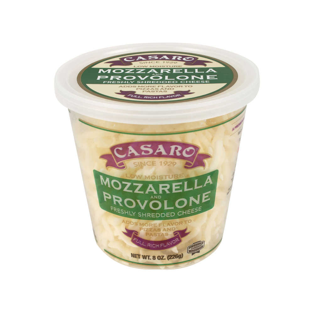 container of casaro shredded mozzarella & provolone blend