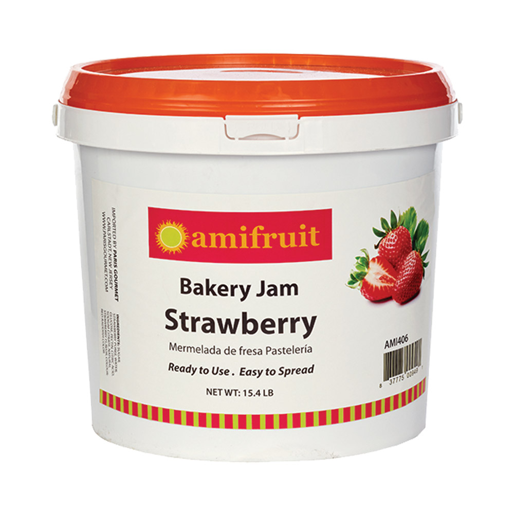 Tub of Amifruit natural strawberry bakery jam