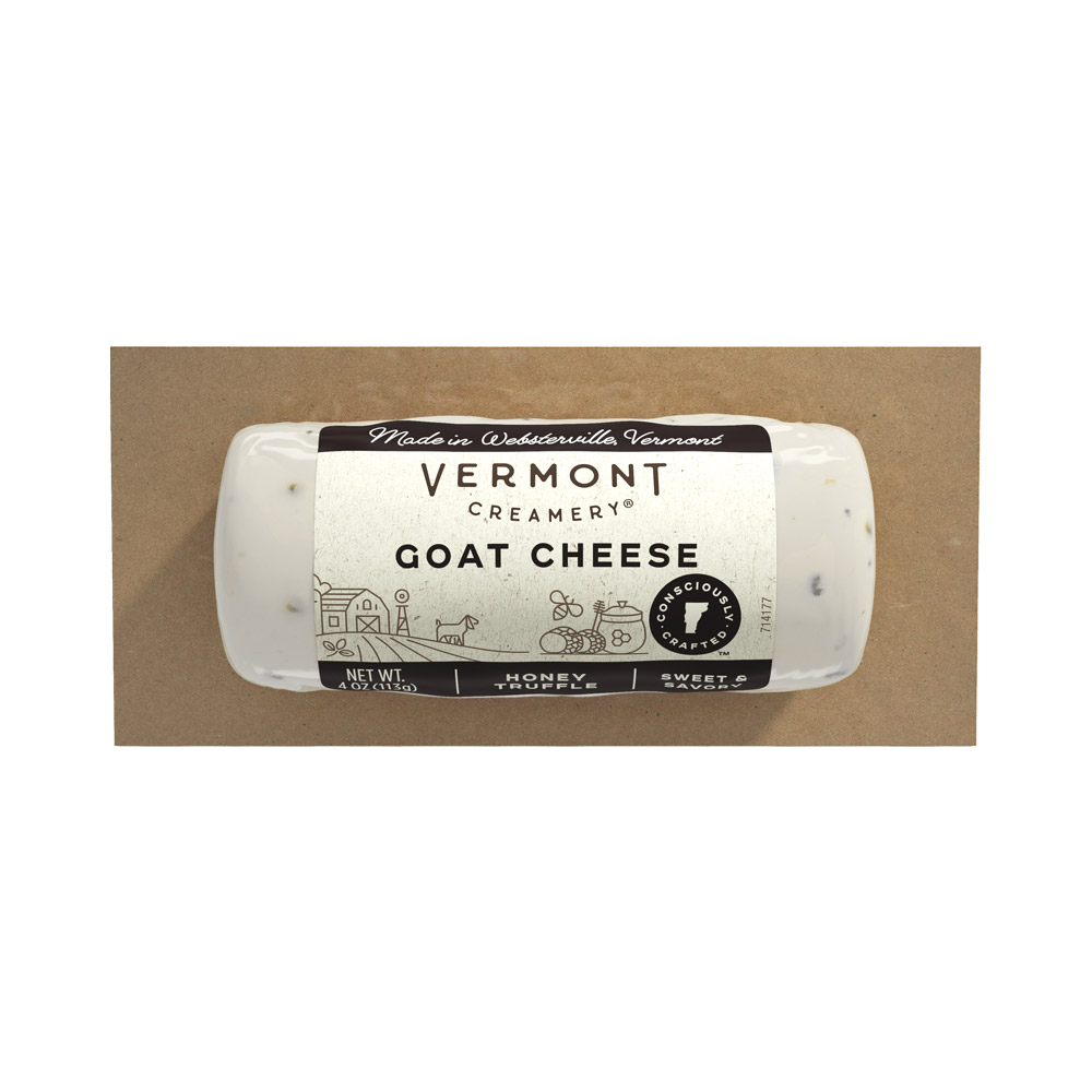The highest quality Italian black truffles blended into a lightly honey-sweetened mild goat cheese.