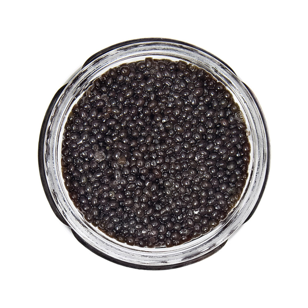 An open jar of American Bowfin Caviar
