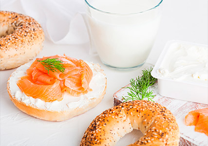 salmon on a bagel with cream cheese